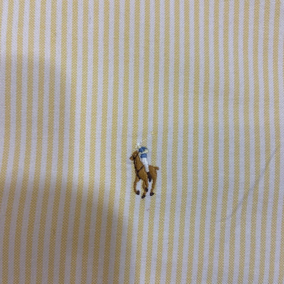 Polo Ralph Lauren Yellow & White Striped Button Down Men's XL - Picture 9 of 10